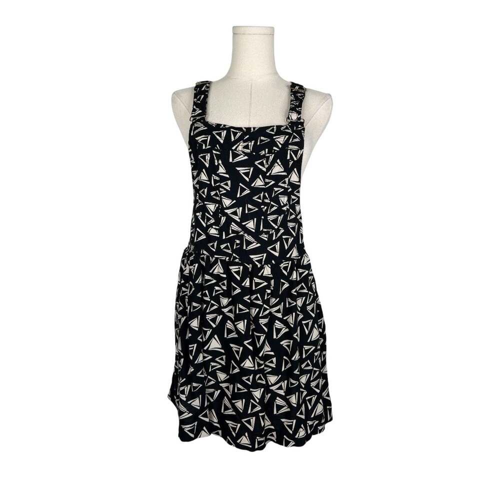 American Eagle Black and White Geometric Triangle Pinafore Overall Mini Dress